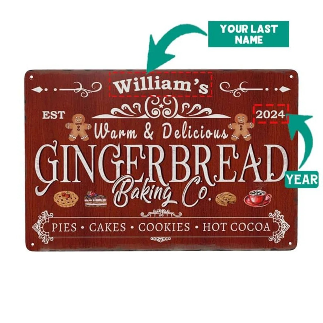 Kitchen Baking Decor - Letrero de aluminio personalizado para hornear