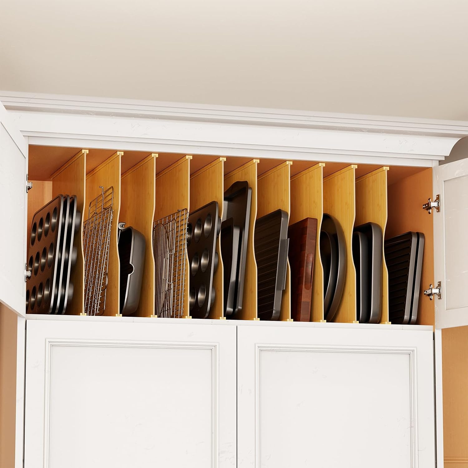 Kitchen Cabinet Baking Organizer - Paquete de 10 divisores de bambú