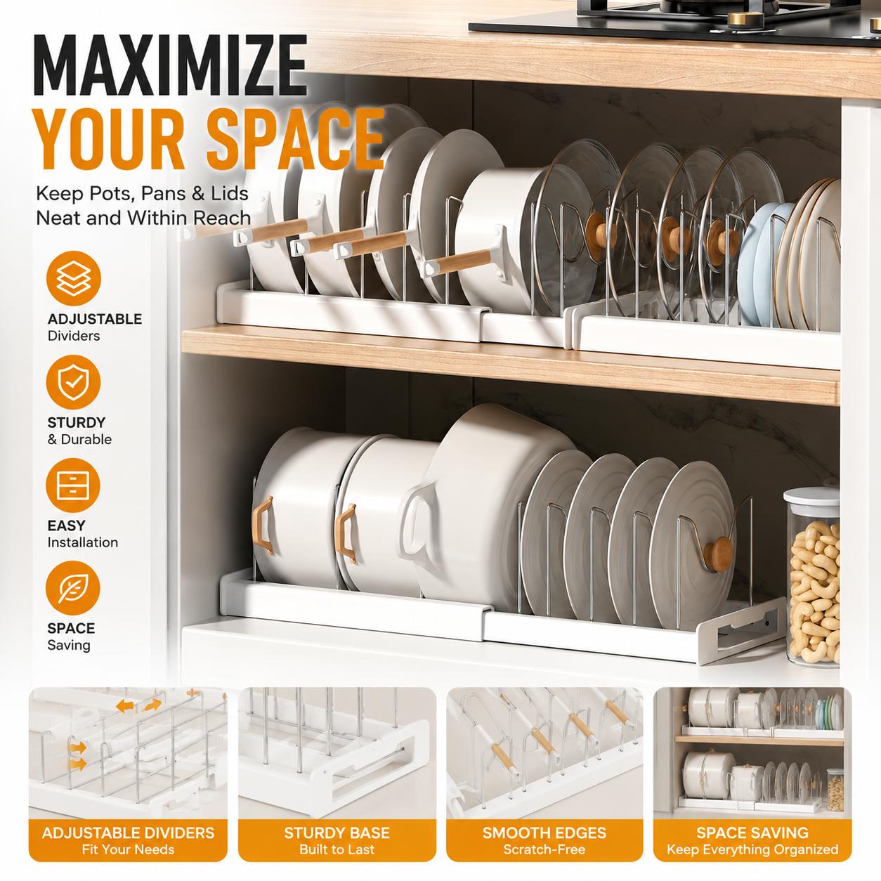 Organizador Expandible de Olla - Kitchen Cabinet Baking Organizer reseña y precio