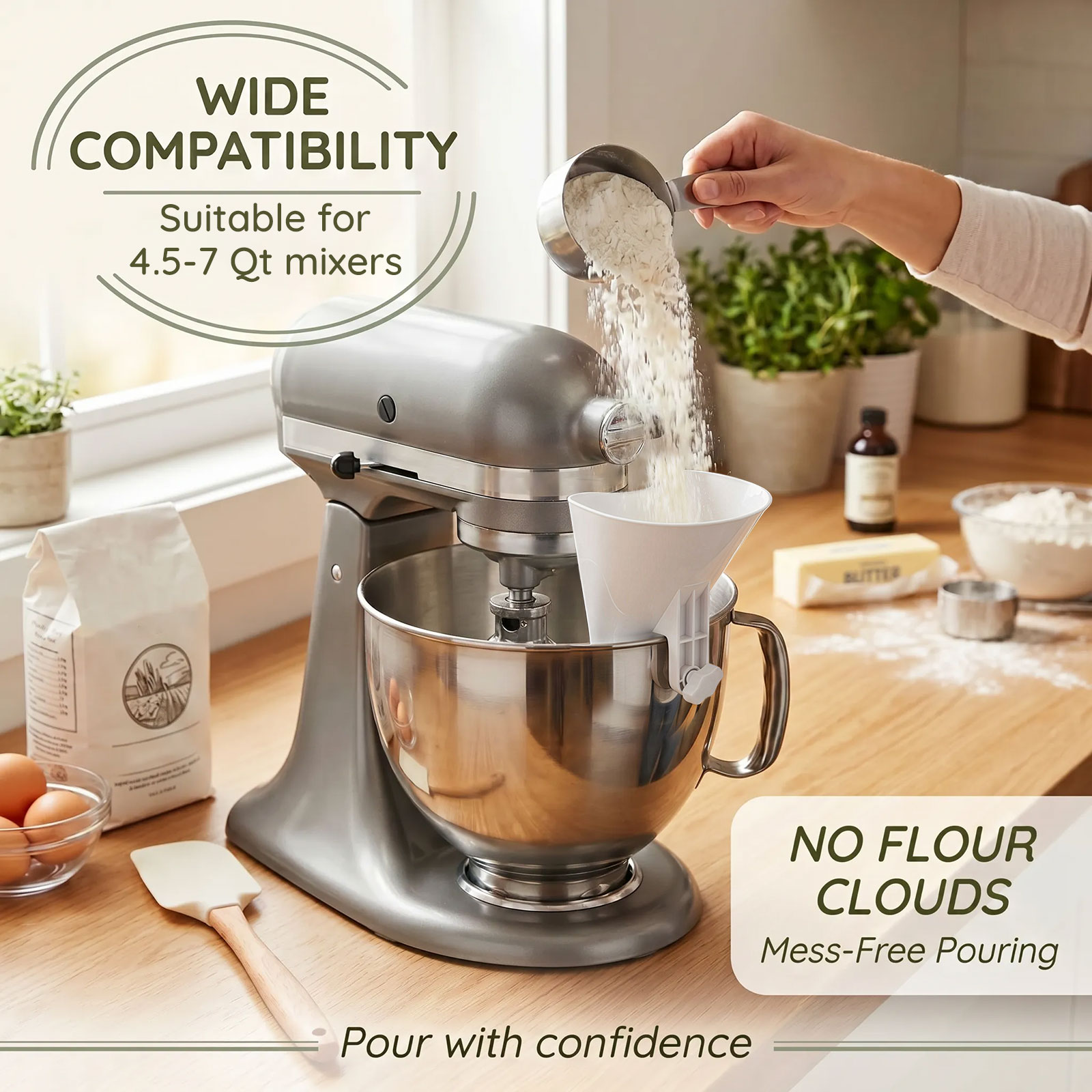 Embudo de Harina Antiderrames  - Kitchen Aid Baking Mixer reseña y precio